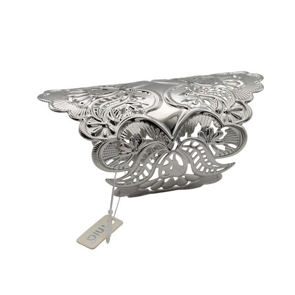 Mia Ornate Silver Tone Filigree Cuff Bracelet #LOB7576R - Picture 1 of 5